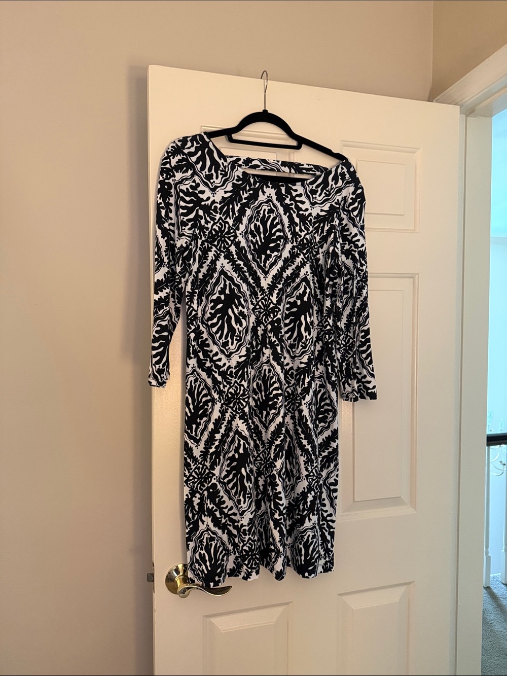 Lilly Pulitzer Black & White Long Sleeve Printed Dress